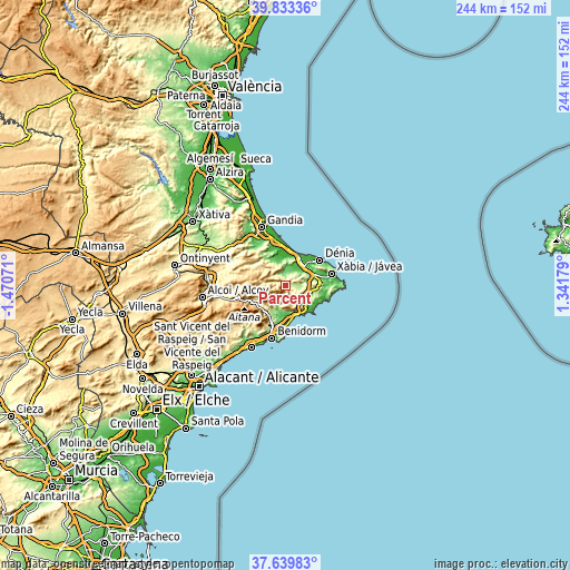 Topographic map of Parcent