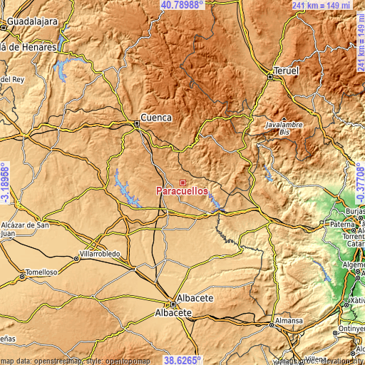 Topographic map of Paracuellos