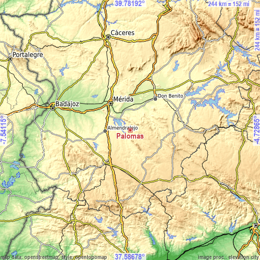 Topographic map of Palomas