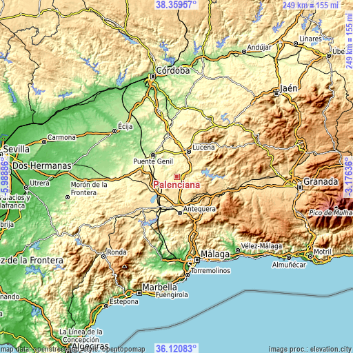 Topographic map of Palenciana