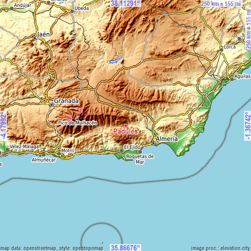 Topographic map of Padules