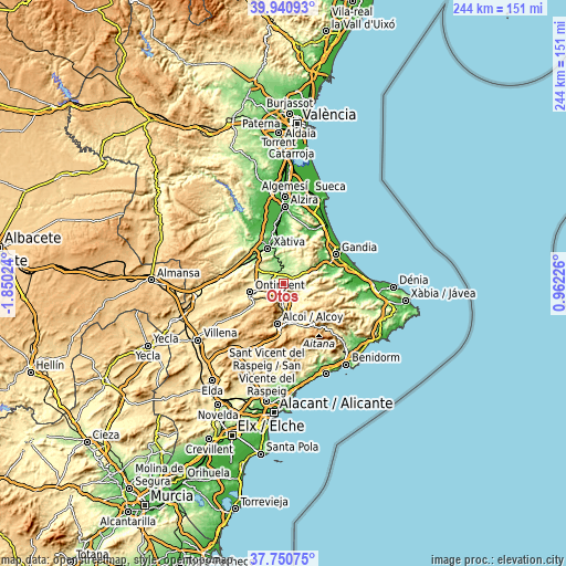 Topographic map of Otos