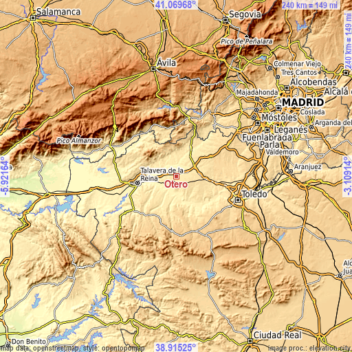 Topographic map of Otero