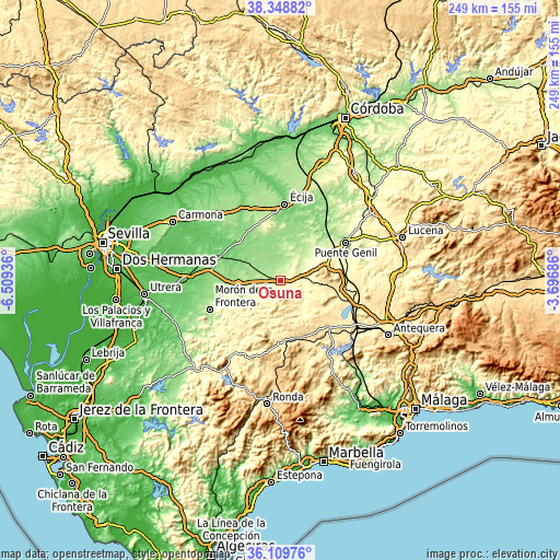 Topographic map of Osuna