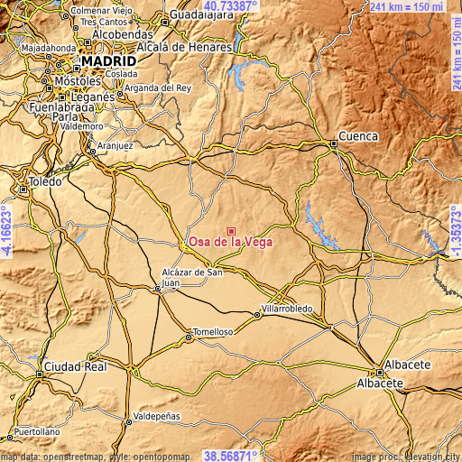 Topographic map of Osa de la Vega