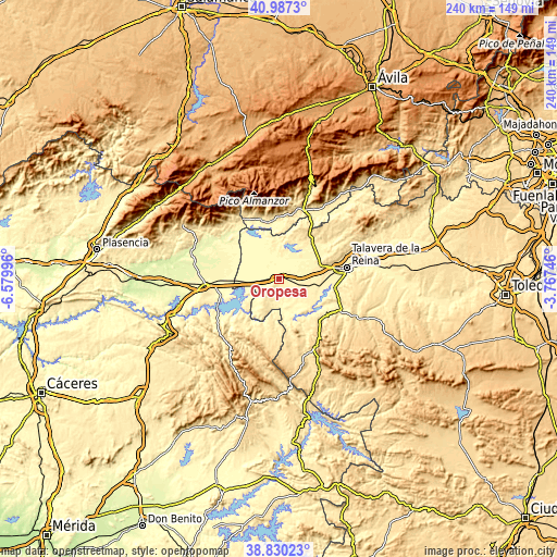 Topographic map of Oropesa