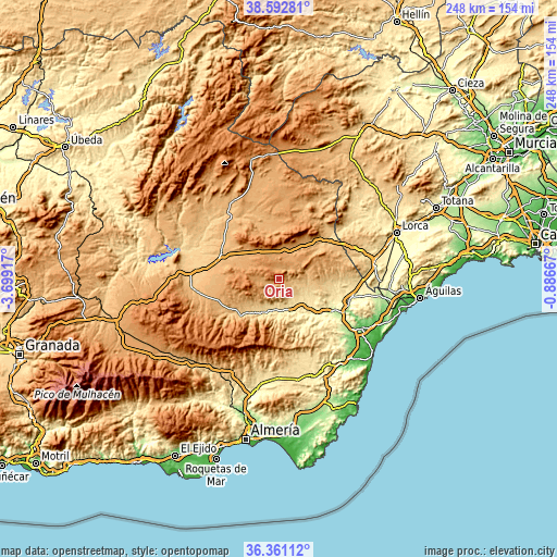 Topographic map of Oria