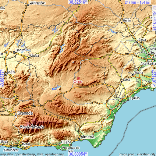 Topographic map of Orce