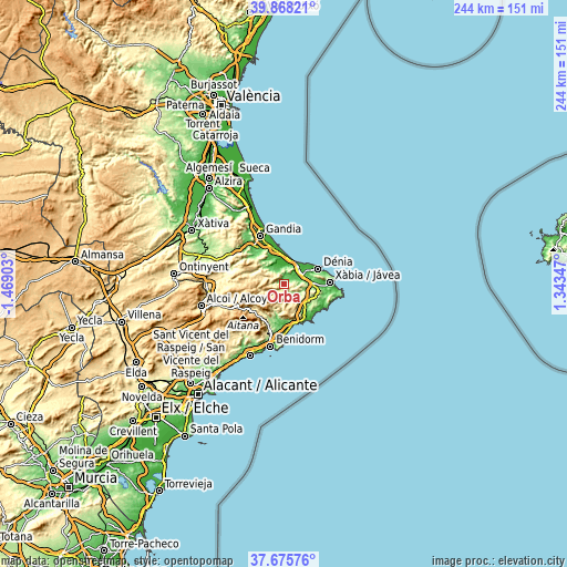 Topographic map of Orba