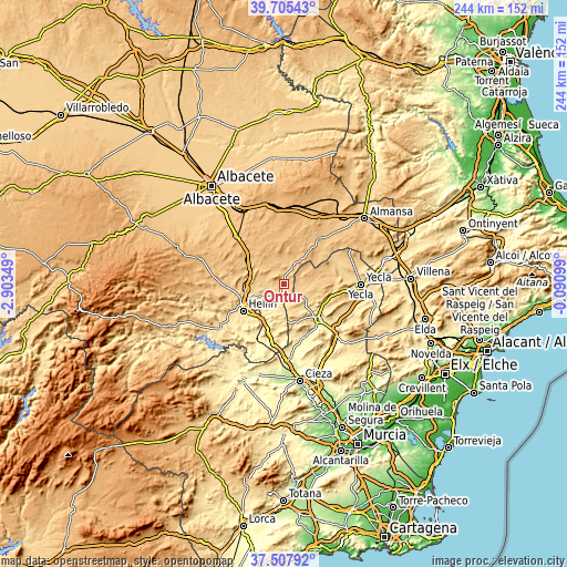 Topographic map of Ontur