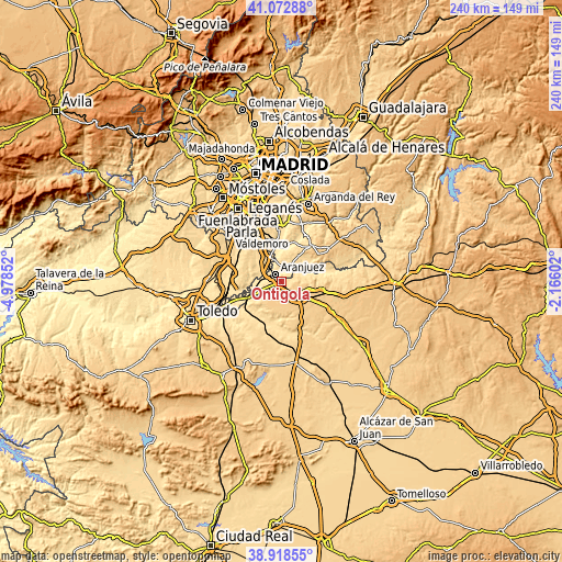 Topographic map of Ontígola