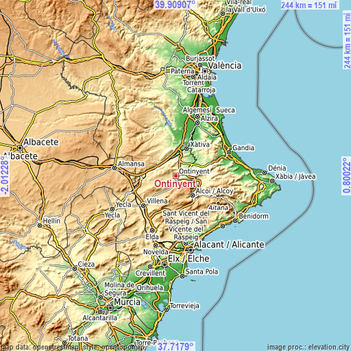 Topographic map of Ontinyent