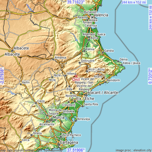 Topographic map of Onil