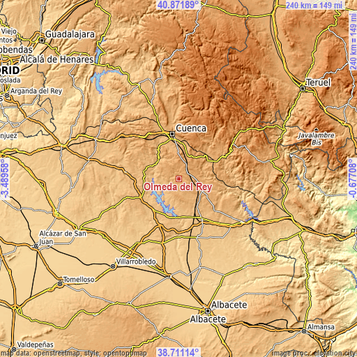 Topographic map of Olmeda del Rey