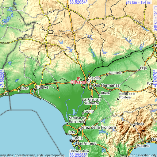 Topographic map of Olivares