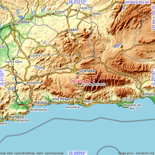 Topographic map of Ogíjares