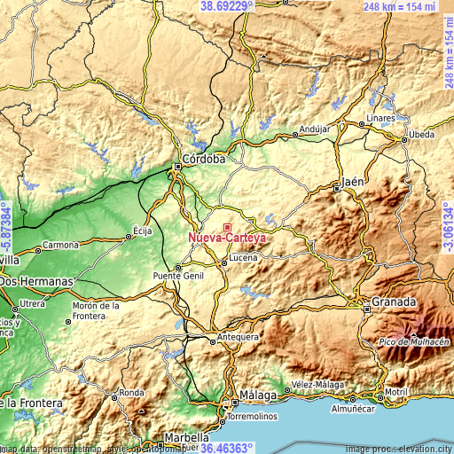 Topographic map of Nueva-Carteya