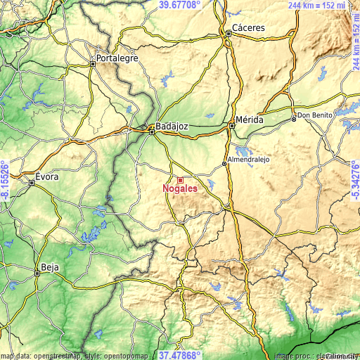 Topographic map of Nogales