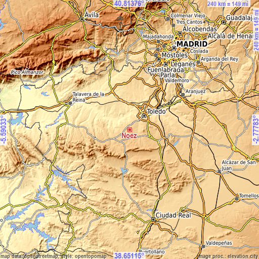 Topographic map of Noez