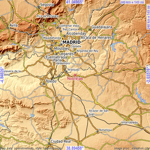 Topographic map of Noblejas