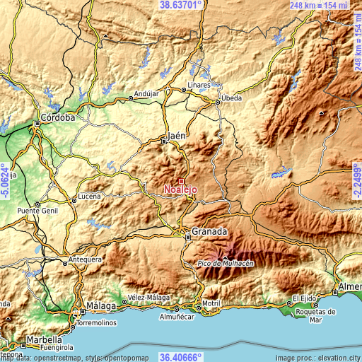 Topographic map of Noalejo