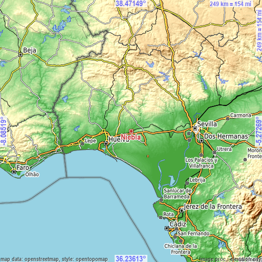 Topographic map of Niebla