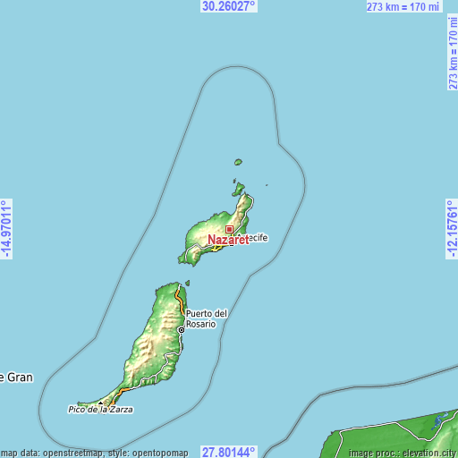 Topographic map of Nazaret