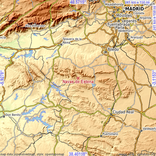 Topographic map of Navas de Estena