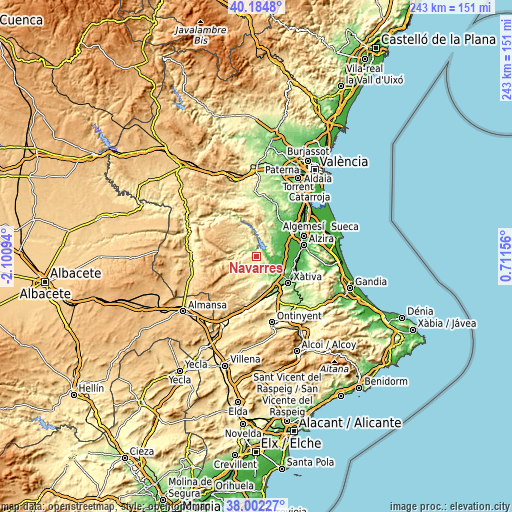 Topographic map of Navarrés