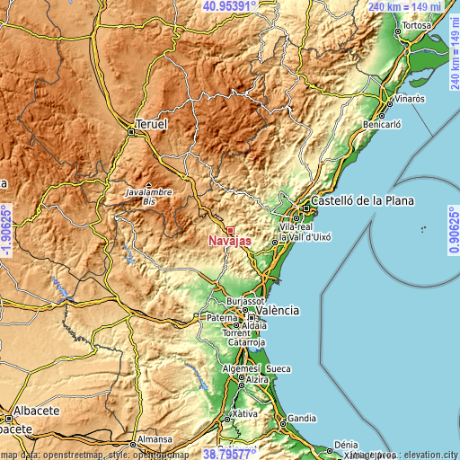 Topographic map of Navajas