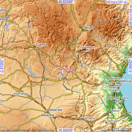 Topographic map of Narboneta