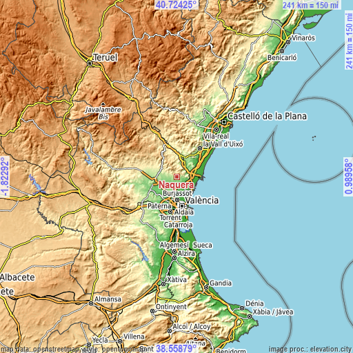 Topographic map of Náquera