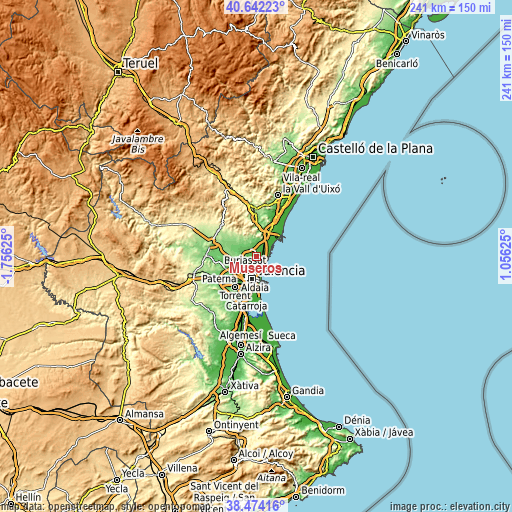 Topographic map of Museros