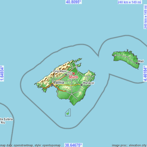 Topographic map of Muro