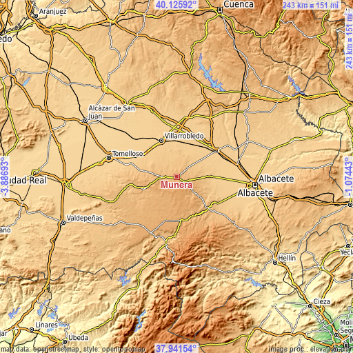 Topographic map of Munera