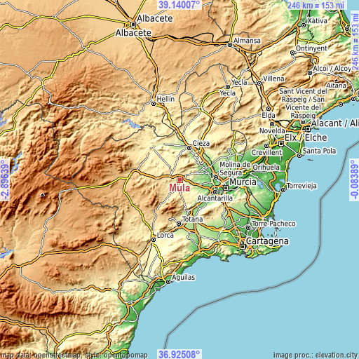 Topographic map of Mula