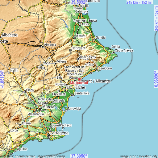 Topographic map of Mutxamel