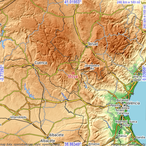 Topographic map of Moya