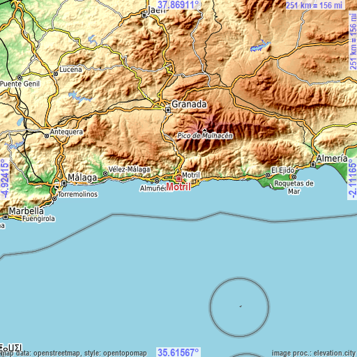 Topographic map of Motril