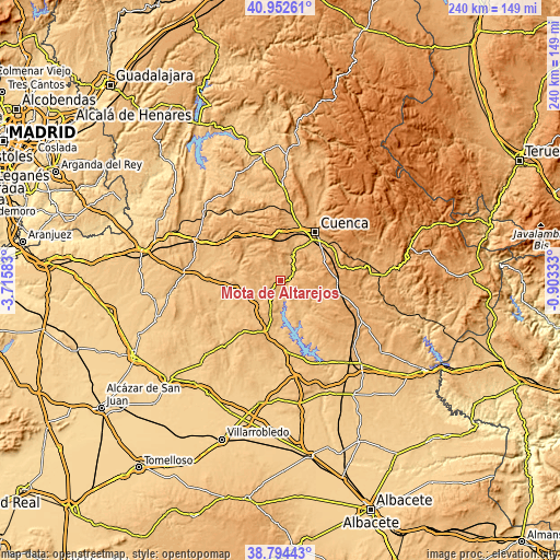 Topographic map of Mota de Altarejos