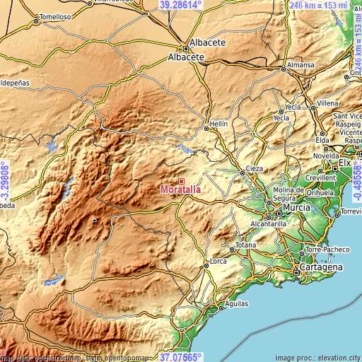 Topographic map of Moratalla