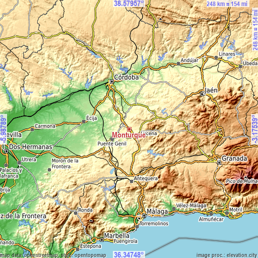 Topographic map of Monturque