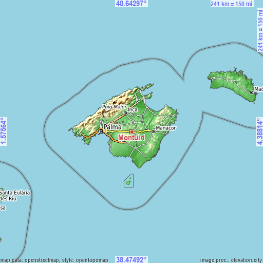 Topographic map of Montuïri