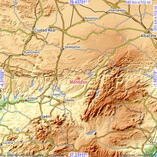 Topographic map of Montizón