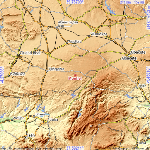 Topographic map of Montiel