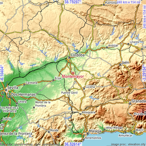 Topographic map of Montemayor