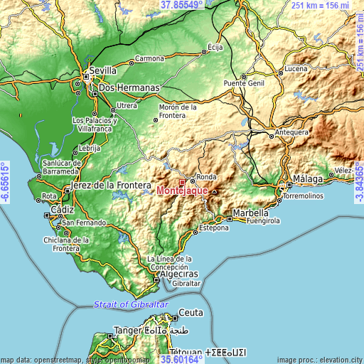 Topographic map of Montejaque