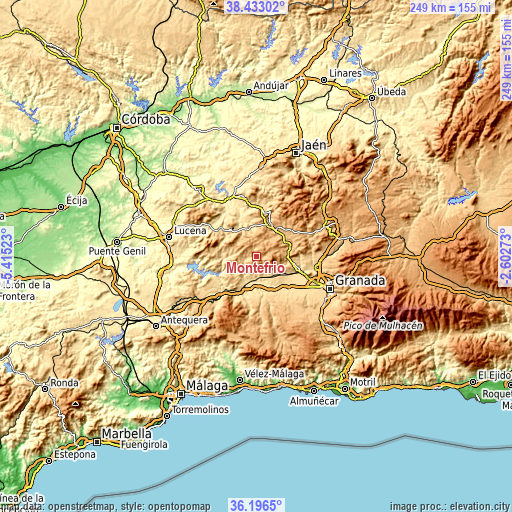 Topographic map of Montefrío