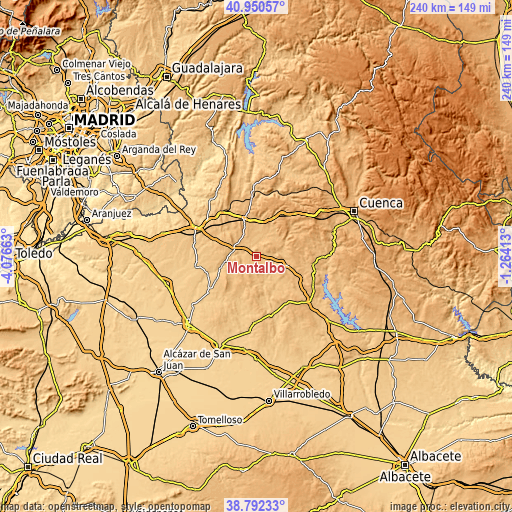 Topographic map of Montalbo