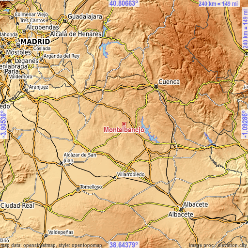 Topographic map of Montalbanejo